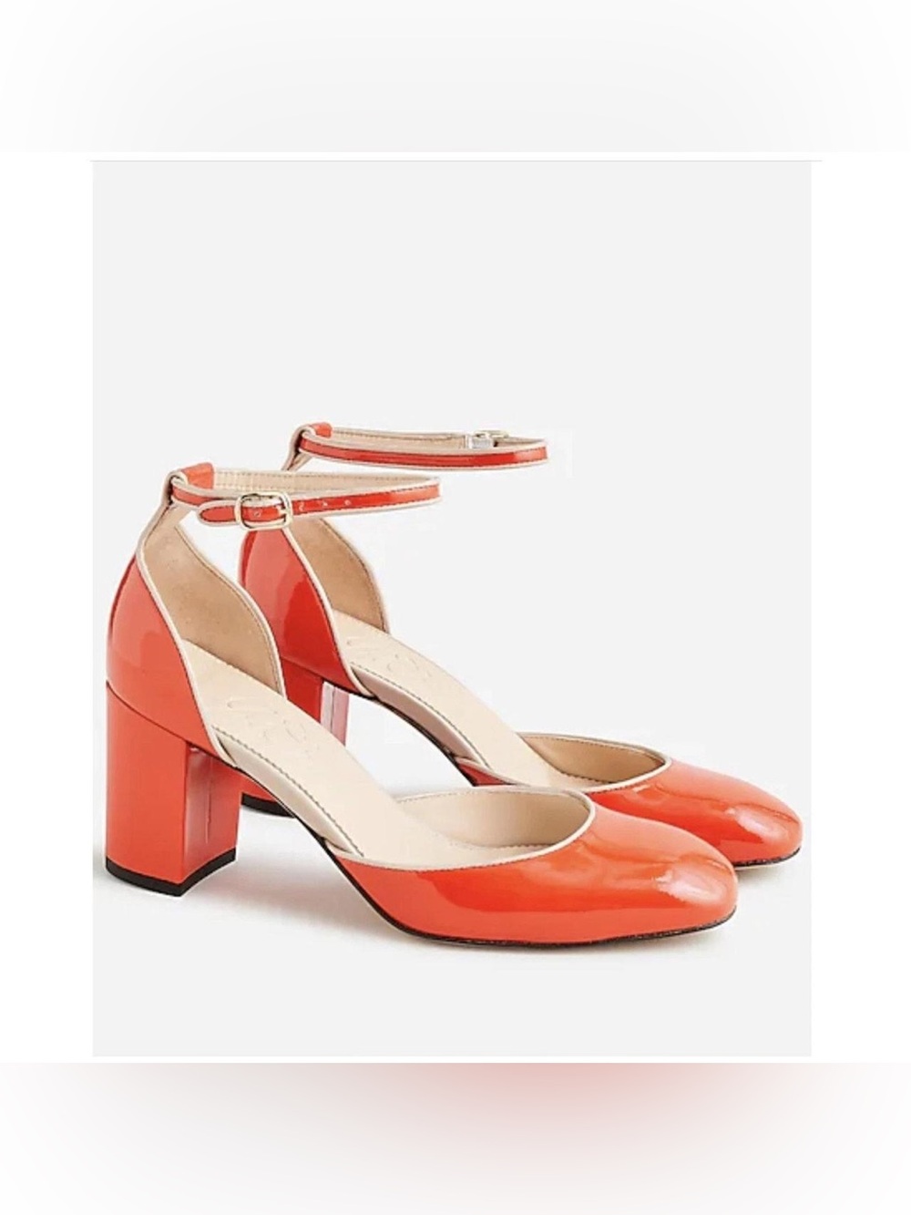 J. Crew patent leather piped ankle strap Maisie pumps